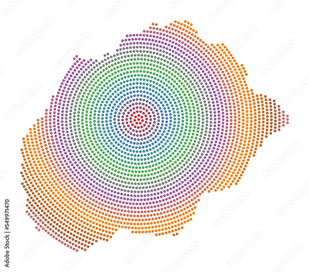 Poster alegranza dotted map. digital style shape of alegranza. tech icon of the island with gradiented dots