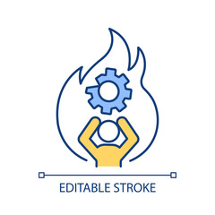 Feeling worthless RGB color icon. Toxic shame. Low self esteem. Poor confidence. Depression symptom. Isolated vector illustration. Simple filled line drawing. Editable stroke. Arial font used