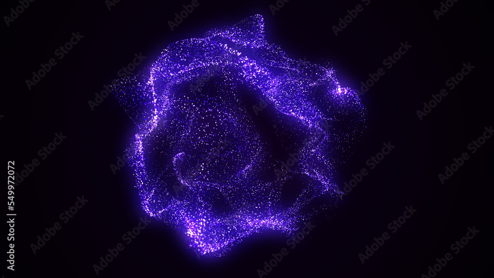 Aufkleber Abstract blue sphere with connecting dots. Wireframe technology sphere of particles. Big data visualization. 3d rendering.
