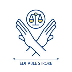 Stop judging yourself RGB color icon. No justice. Turning off self judgment. Personal growth. Isolated vector illustration. Simple filled line drawing. Editable stroke. Arial font used