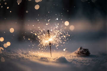 Wunderkerzen im Schnee - obrazy, fototapety, plakaty