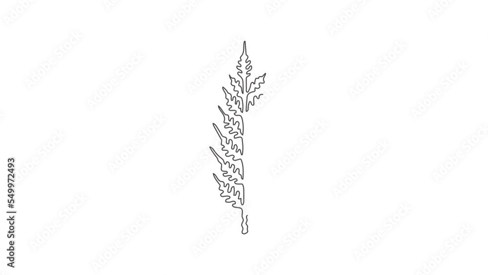 Poster self drawing animation of single one line draw wheat ears icon. agriculture farm logo symbol templat