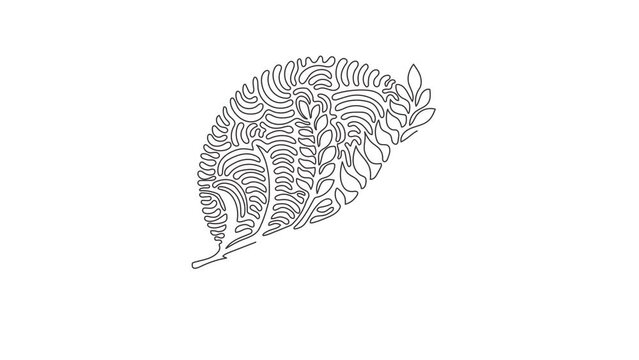 Animated self drawing of continuous one line draw wheat symbol logo template. Agriculture farm icon. Natural product grain sign. Swirl curl circle background style. Full length single line animation
