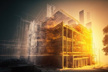 Obraz premium Illustration about construction site. Made by AI.