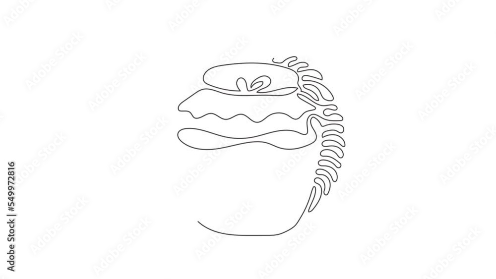 Poster single one line drawing honey jar. apiary vector symbol. honey natural healthy food production. swir
