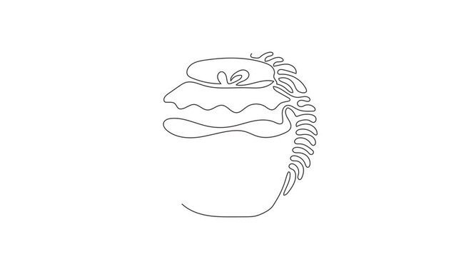 Single one line drawing honey jar. Apiary vector symbol. Honey natural healthy food production. Swirl curl circle background style. Modern continuous line draw design graphic vector illustration