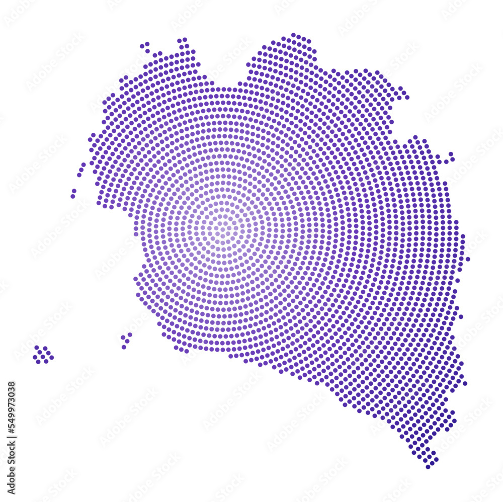 Poster ko pha ngan dotted map. digital style shape of ko pha ngan. tech icon of the island with gradiented 