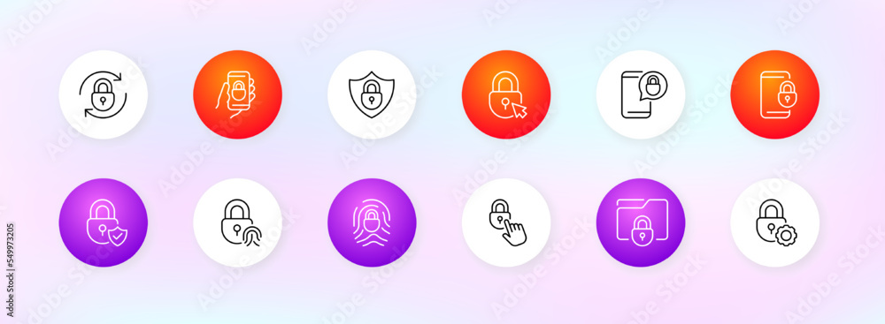 Poster security password icon. web site login. user account, shield, checkmark, security system notificatio