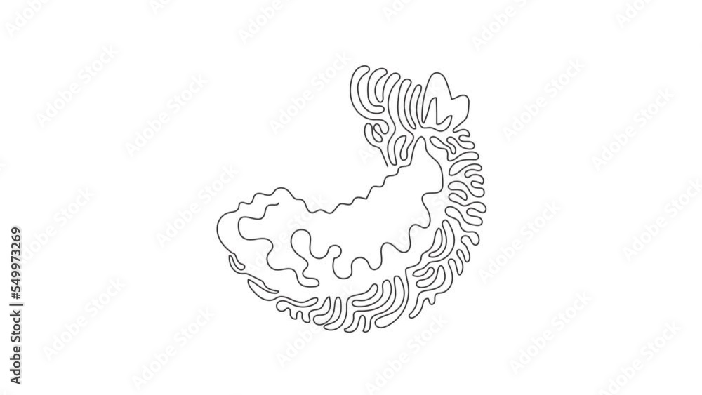 Poster animated self drawing of continuous one line draw tempura shrimp fried japanese food ebifurai. delic
