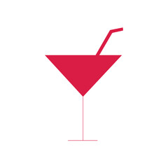 cocktail or mocktail fruit juice tall glass goblet on white background. 