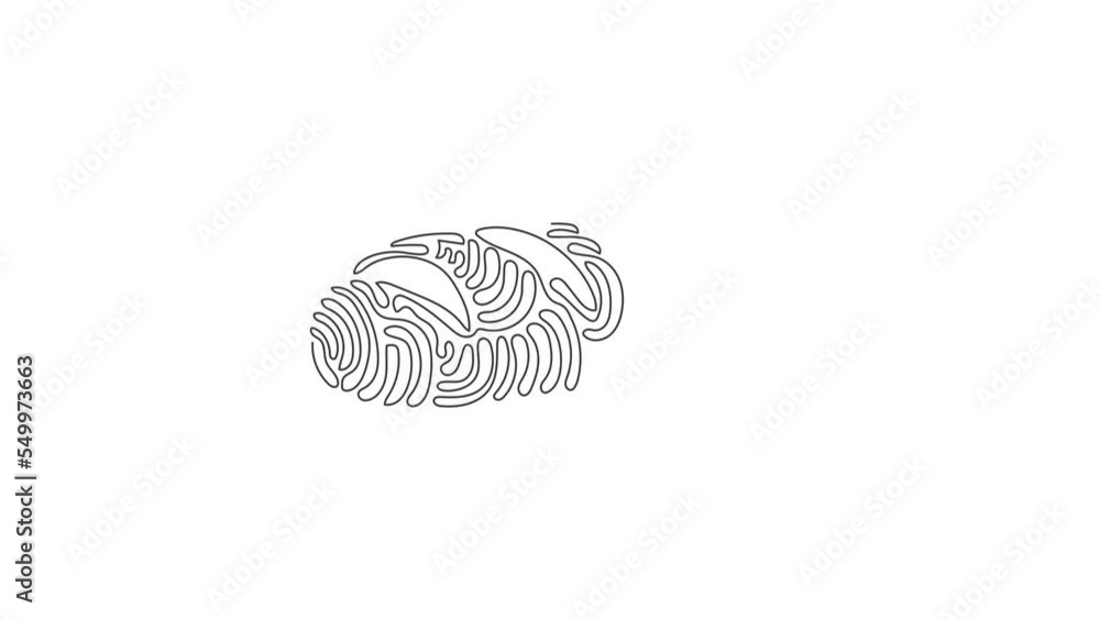 Poster animated self drawing of continuous line draw baguette loaf of bread. white yeast bread. appetizing 