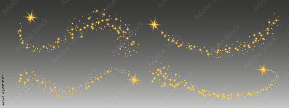 Poster glittering vector dust on a transparent background. golden sparkling lights. christmas holiday glow 