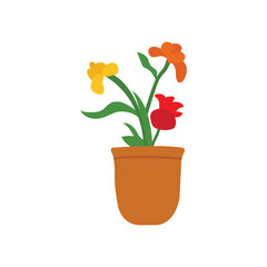  Flower Pot Icon.  flower pot vector Isolated On White Background. coloring sheet for kids.