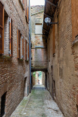 View of Monbaroccio, a little fortified village in the Province of Pesaro e Urbino in the Italian...
