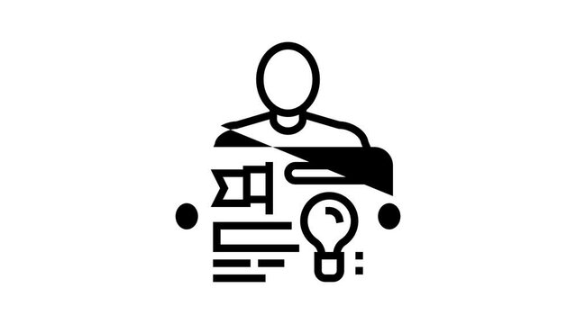 founder startup idea businessman line icon animation