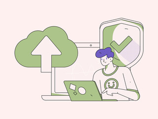 Cyber ​​security safety characters flat vector concept operations illustration
