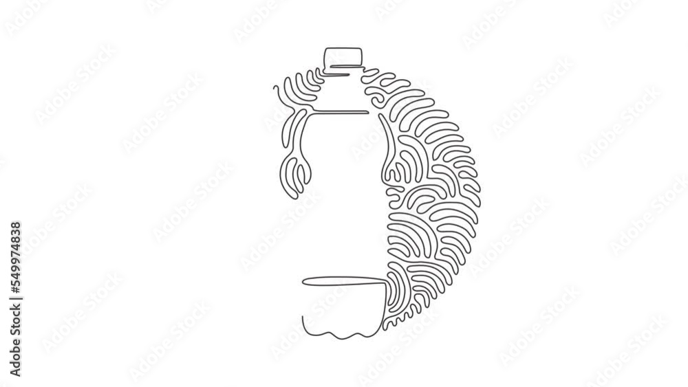 Poster animated self drawing of continuous one line draw soft drink in bottle plastic. cold soda for refres