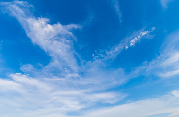 Naklejka na ściany i meble beautiful airatmosphere bright blue sky background abstract clear texture with white clouds.