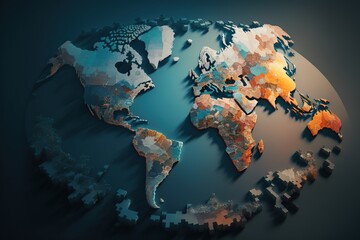 Illustration about world map. Made by AI.