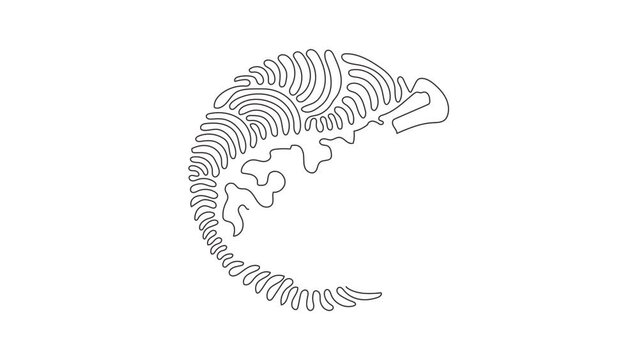 Continuous one line drawing delicious crispy fried chicken drumstick fast food menu object. Fried chicken leg. Swirl curl circle background style. Single line draw design vector graphic illustration