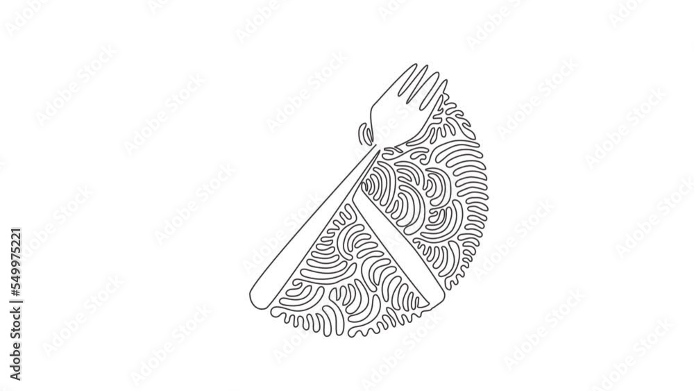 Poster animated self drawing of single continuous line draw crossed spoon and fork icon. restaurant symbol.