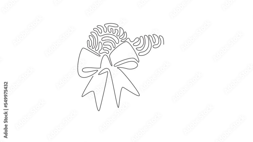 Poster animated self drawing of continuous line draw heart with ribbon. love emoji icon object symbol. grad