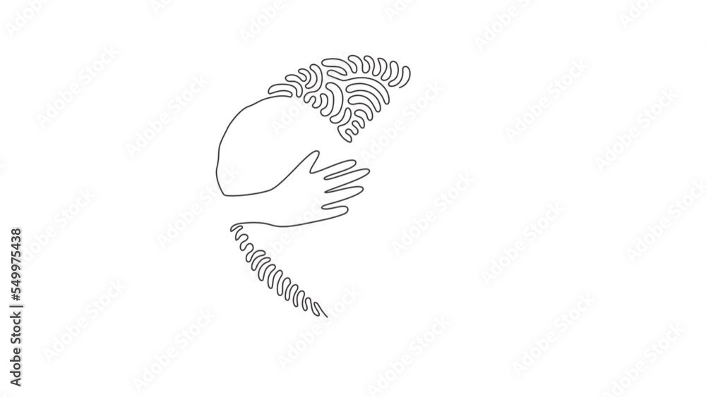 Aufkleber self drawing animation of single line draw embrace heart shape template. embracing icon or logo for 