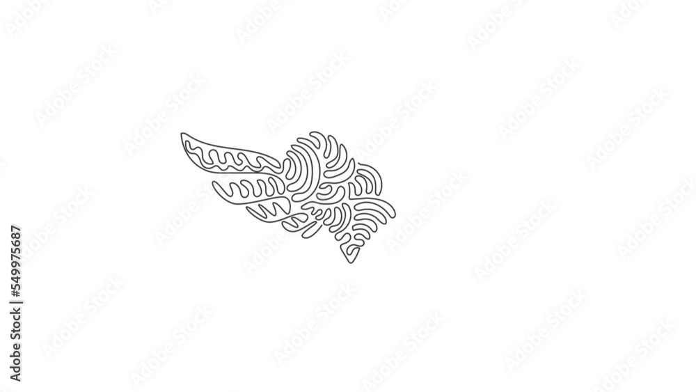 Aufkleber animated self drawing of single continuous line draw heart with open wings holiday romantic decorati