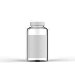 Frosted Glass Pill Botte 3D Rendering