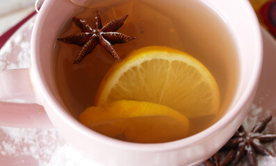 Aromatic anise and tea with lemon