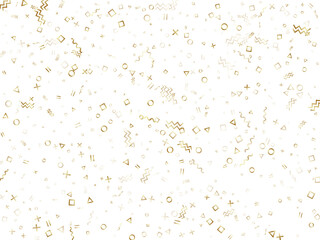 Memphis style geometric confetti background with triangle, circle, square, zigzag and wavy line