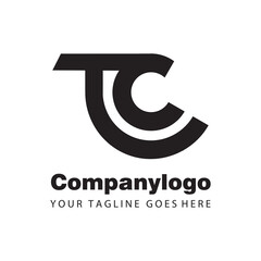 simple black letter tc for logo company design - obrazy, fototapety, plakaty