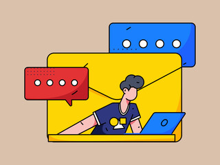 Flat vector concept operation illustration of people working in business
