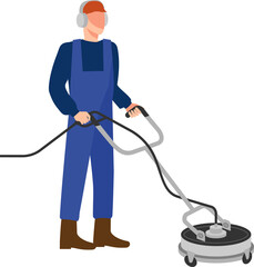 Man with pressure washer surface cleaner