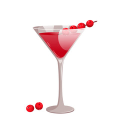 Cranberry martini.Red Christmas cocktail with cranberries and martini.A festive drink.