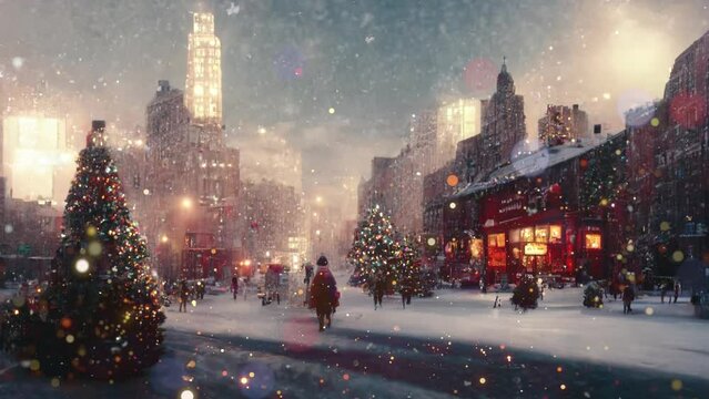 Abstract, Artistic, New York City Christmas, Background in 3D	