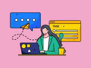 Flat vector concept operation illustration of people working in business
