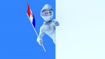 Fun 3D cartoon knight with a flag from croatia (alpha channel included) - Powered by Adobe