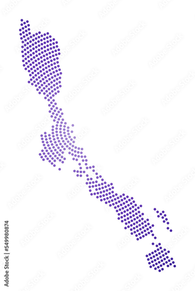 Poster losinj dotted map. digital style shape of losinj. tech icon of the island with gradiented dots. awes