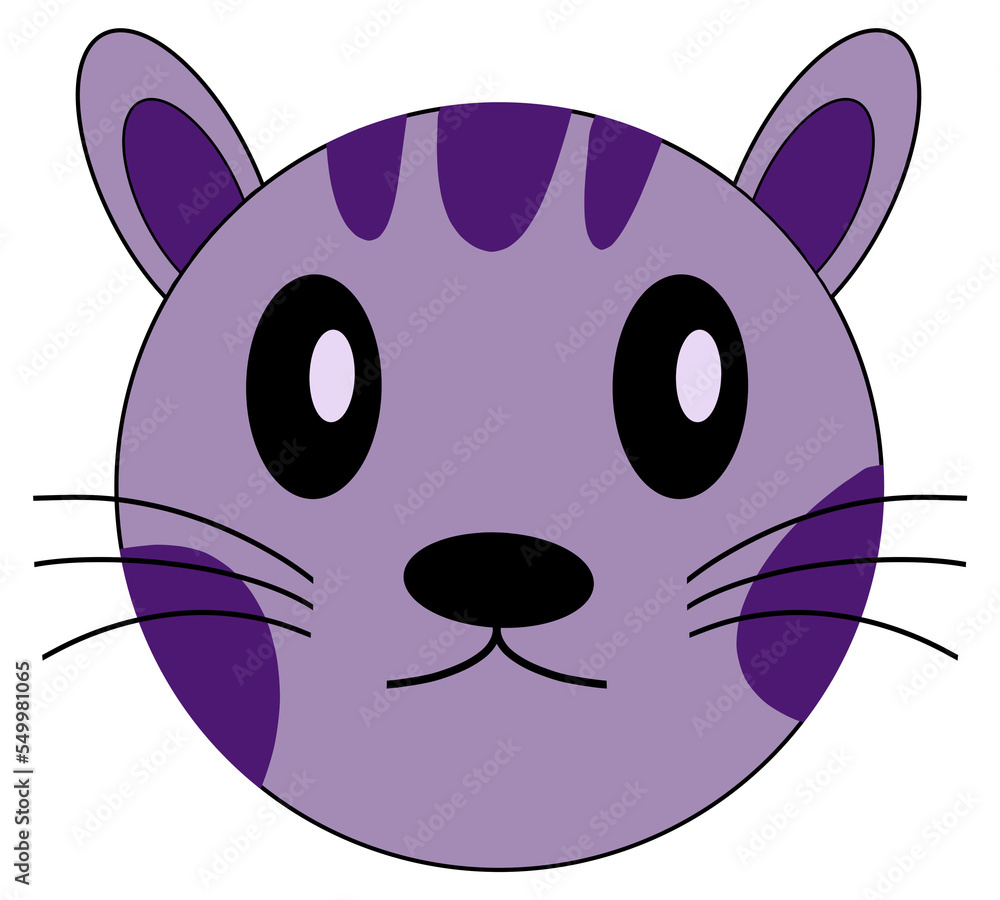 Wall mural cat face isolated clipart purple