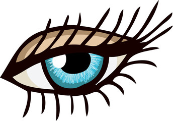 Blue eye with long eyelashes illustration