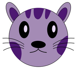 Cat Face Isolated Clipart Purple