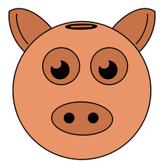 Piggy Bank Face Clipart Isolated