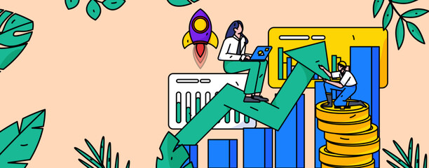 Flat vector concept operation illustration of people working in business
