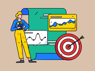 Flat vector concept operation illustration of people working in business
