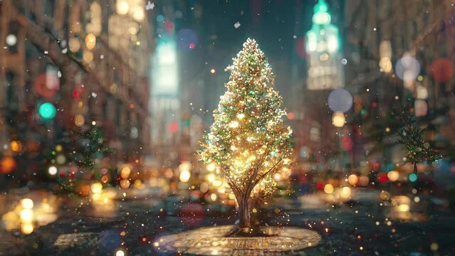 Abstract, Artistic, New York City Christmas, Background in 3D	