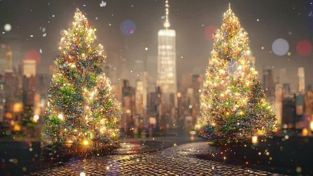 Abstract, Artistic, New York City Christmas, Background in 3D	