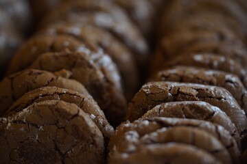 Chocolate cookies, many brown cookies.