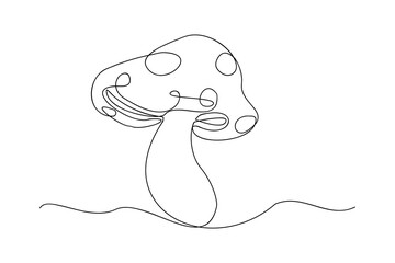 Mushroom one line continuous drawing.