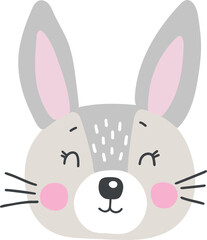 Farm animal isolted vector, Cute Animal rabbit, Farm Clipart, Portrait animal vector, Baby animal element